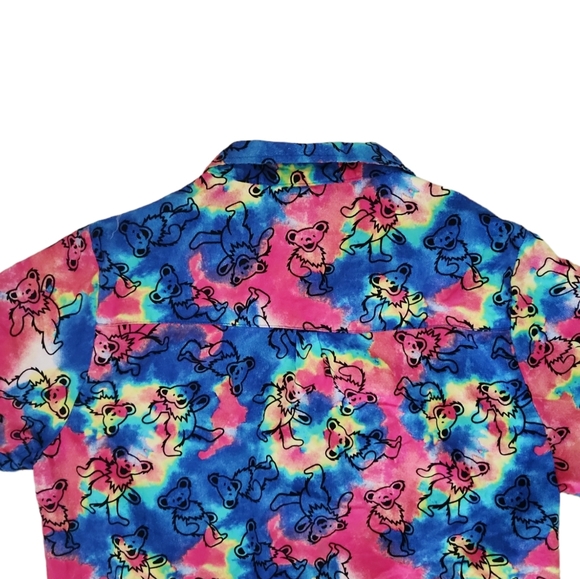 GRATEFUL DEAD Tie Dye Button Down Crop Tie Knot Front - Picture 6 of 9